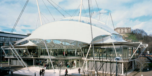 Membrana architettonica in rete - INLAND REVENUE CENTRE AMENITY COMPLEX - Hightex - fibra di vetro / in fibra di vetro / PTFE