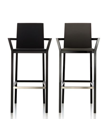 Sedia alta contemporanea - BASICWOOD - Fornasarig - in tessuto / in pelle / con supporto in faggio