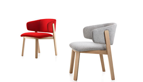 Poltrona design scandinavo - WOLFGANG 54 - Fornasarig - in pelle / in tessuto / in legno