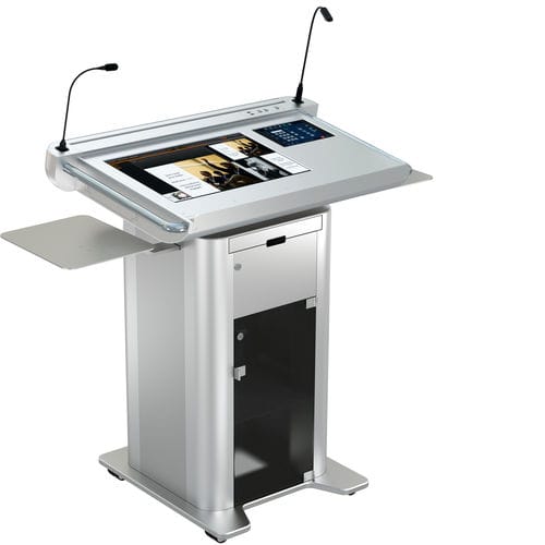 Podio da conferenza - ILS SYNERGY QC - Intelligent Lectern Systems - con logo personalizzato / lavorato meccanicamente / seduto-in piedi