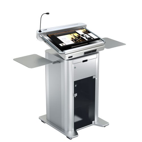 Podio da conferenza - ILS NAVIGATOR SC - Intelligent Lectern Systems - ad altezza regolabile / con logo personalizzato / lavorato meccanicamente