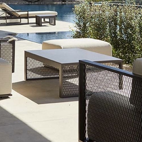 Tavolino basso contemporaneo - THE FACTORY - VONDOM - in alluminio / in maglia metallica / con supporto in alluminio
