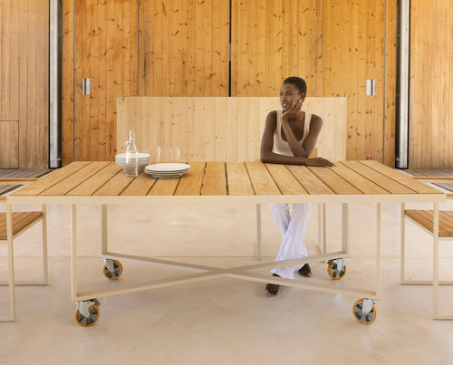 Tavolo da pranzo contemporaneo - VINEYARD   - VONDOM - in legno / in alluminio / con supporto in alluminio