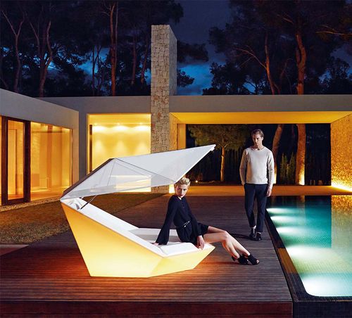 Lettino prendisole contemporaneo - FAZ - VONDOM - in tessuto / in polietilene / luminoso