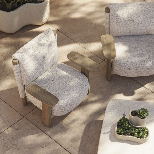 Poltrona contemporanea - Milos 70001 - VONDOM - in tessuto / in iroko / colore personalizzabile