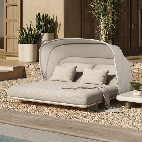 Dormeuse contemporanea - Milos - VONDOM - in tessuto / in poliuretano / con supporto in iroko