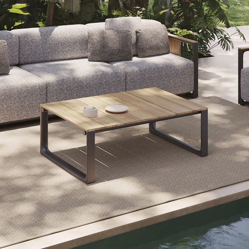 Tavolino basso contemporaneo - Tulum - VONDOM - in teak / con supporto in alluminio / rettangolare