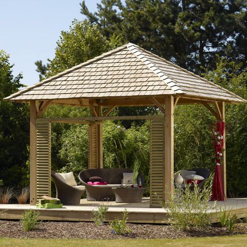 Pergola autoportante - DURAPIN - PIVETEAU BOIS - in legno / con copertura in legno / contract