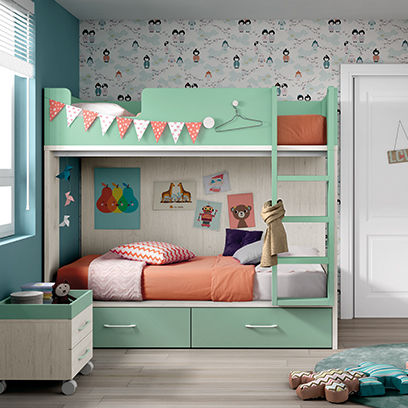 Letto a castello - OLDSCHOOL KIDS 78 - ROS 1 S.A. - matrimoniale / contemporaneo / con base contenitore