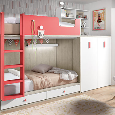 Letto a castello - OLDSCHOOL KIDS 79 - ROS 1 S.A. - matrimoniale / contemporaneo / con base contenitore
