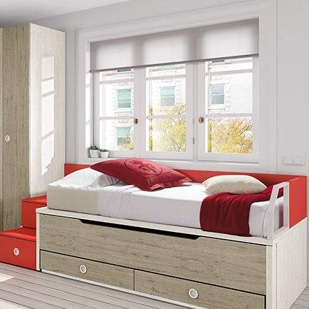 Letto con letto estraibile - OLDSCHOOL KIDS 2 - ROS 1 S.A. - singolo / contemporaneo / con cassetti