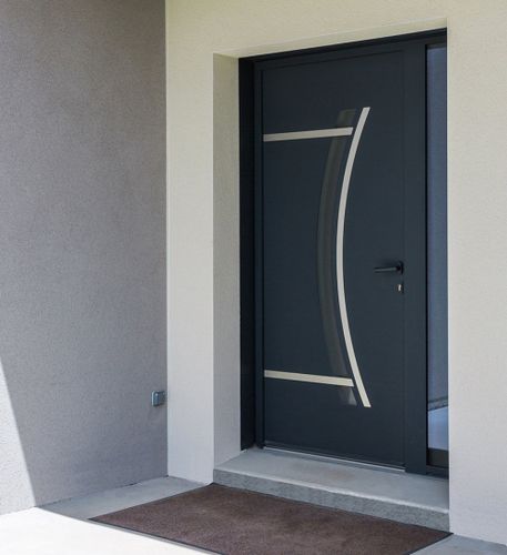 Porta d'ingresso - COMÈTE® 70TH SOLOBLOC - INSTALLUX - in alluminio / battente / semivetrata