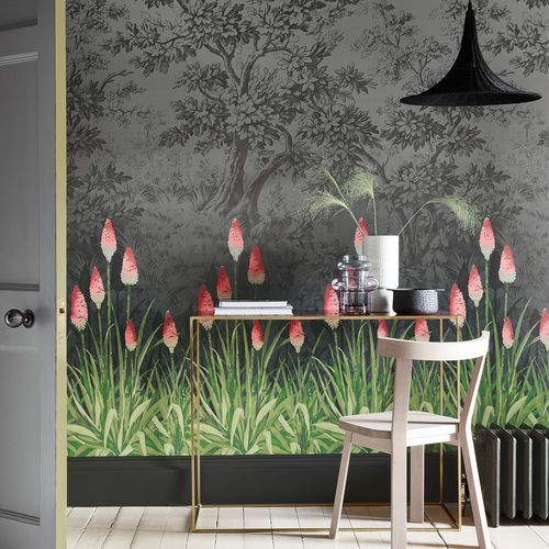 Carta da parati classica - UPPER BROOK STREET - The Little Greene - con motivi naturali / aspetto carta da parati / grigia