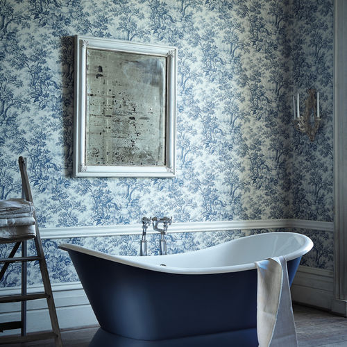 Carta da parati classica - STAG TOILE - The Little Greene - con motivi floreali / aspetto tessuto / aspetto carta da parati