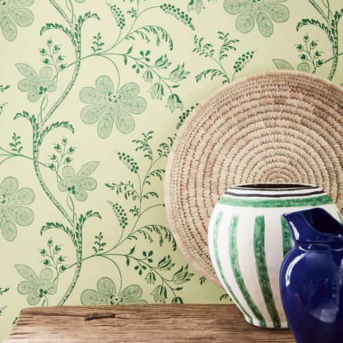 Carta da parati classica - BEDFORD SQUARE - The Little Greene - con motivi floreali / aspetto tessuto / blu