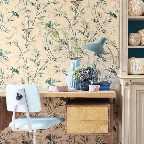 Carta da parati classica - GREAT ORMOND ST. - The Little Greene - con motivi naturali / aspetto carta da parati / grigia