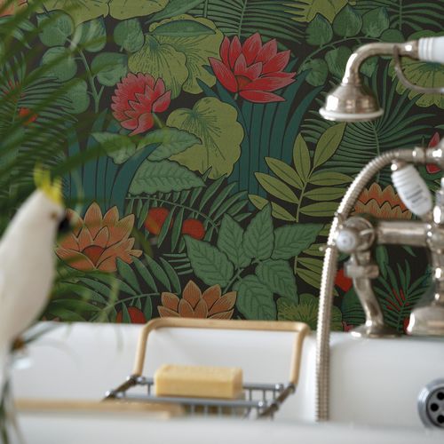 Carta da parati classica - REVERIE - The Little Greene - con motivi floreali / aspetto carta da parati / blu