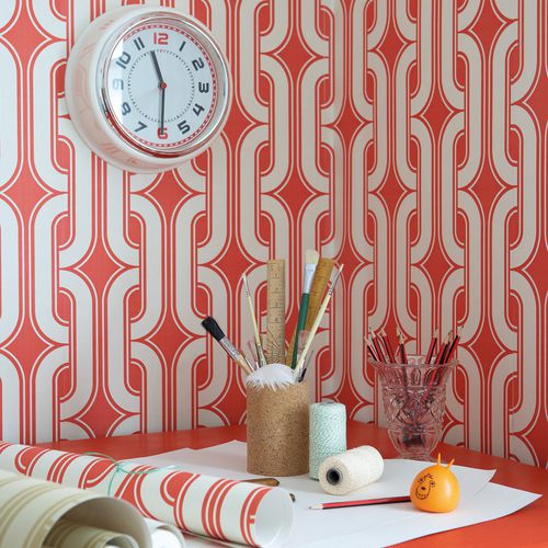 Carta da parati classica - LAVALIERS - The Little Greene - geometrica / aspetto tessuto / grigia