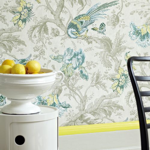 Carta da parati classica - CROWE HALL LANE - The Little Greene - con motivi floreali / con animali / aspetto carta da parati