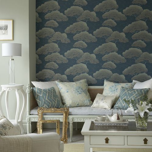 Carta da parati classica - PINES  - The Little Greene - in seta / con motivi naturali / aspetto tessuto