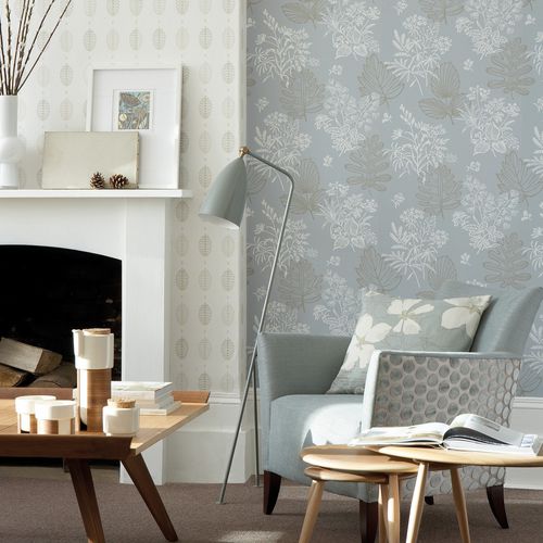 Carta da parati classica - NORCOMBE - The Little Greene - con motivi floreali / aspetto carta da parati / grigia