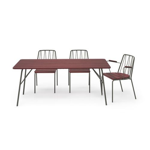 Set tavolo e sedia contemporaneo - Rousseau - NOLA INDUSTRIER - da esterno / in rovere / in acciaio