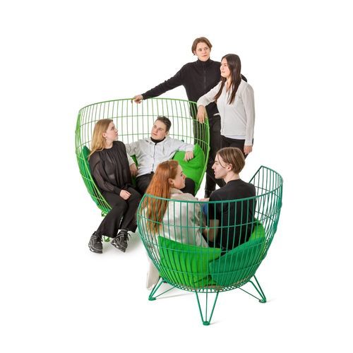 Poltrona contemporanea - Big, Small & Mini Basket - NOLA INDUSTRIER - in tessuto / in rovere / in acciaio inossidabile