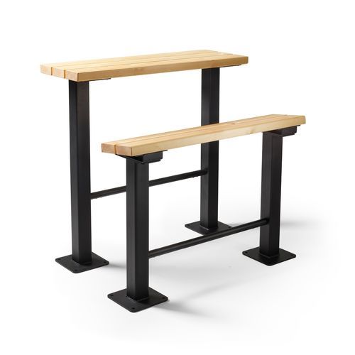 Set tavolo e panca contemporaneo - Schoolyard - NOLA INDUSTRIER - in rovere / in pino / in acciaio con rivestimento a polvere