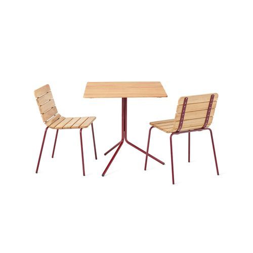Set tavolo e sedia contemporaneo - 11:an - NOLA INDUSTRIER - da esterno / in rovere / in acciaio con rivestimento a polvere