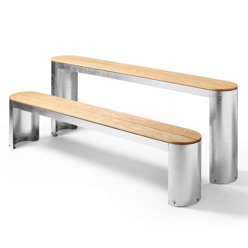 Set tavolo e panca contemporaneo - Urban Play - NOLA INDUSTRIER - in rovere / in acciaio galvanizzato / in acciaio con rivestimento a polvere