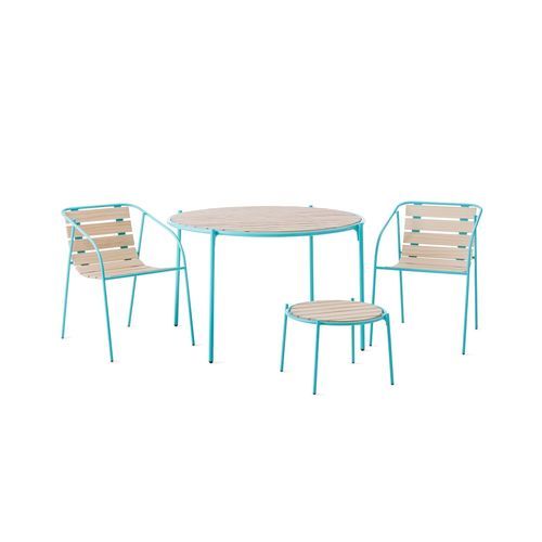 Set tavolo e sedia contemporaneo - Rocky - NOLA INDUSTRIER - da esterno / in legno / in acciaio con rivestimento a polvere