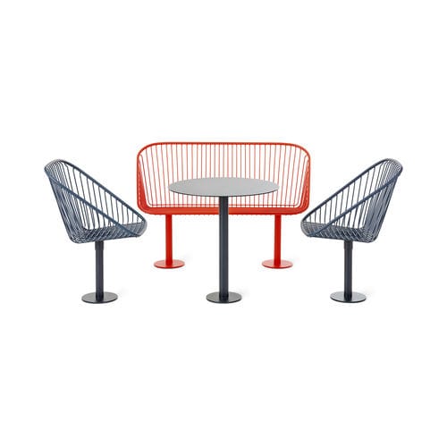 Set tavolo e sedia contemporaneo - Korg Furniture Series - NOLA INDUSTRIER - per terrazza / da interno / in acciaio con rivestimento a polvere