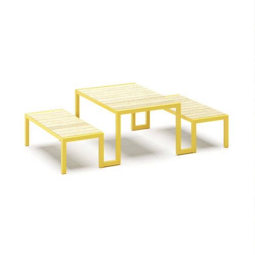 Set tavolo e panca contemporaneo - Långbordet Junior  - NOLA INDUSTRIER - in rovere / in pino / in acciaio inossidabile