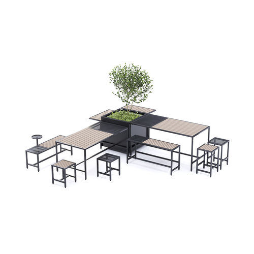 Set tavolo e panca contemporaneo - Join Furniture Series - NOLA INDUSTRIER - in rovere / in acciaio / in acciaio zincato