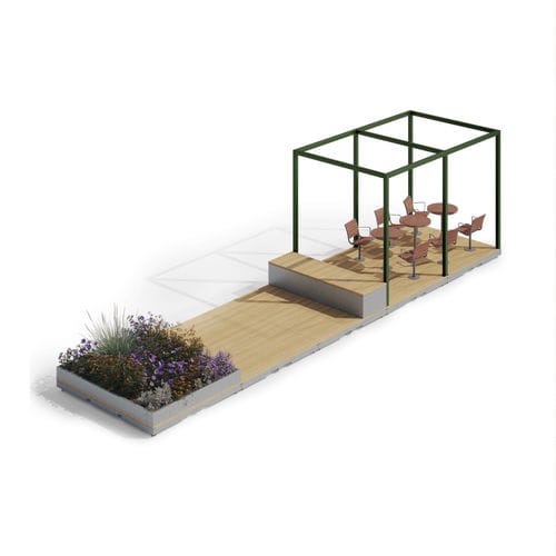 Parklet modulare - Parklet Modular Urban Spaces - NOLA INDUSTRIER - con fioriera integrata