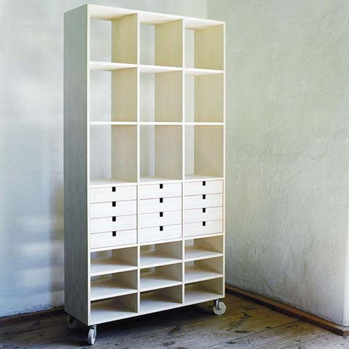 Scaffale a rotelle - KLIQ - OLBY DESIGN - contemporaneo / in legno / bianco