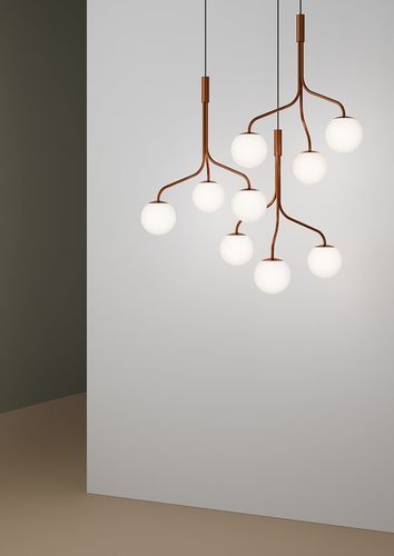 Lampadario in vetro - Curve Cluster Single - ZERO - in acrilico / in opalina / in tessuto