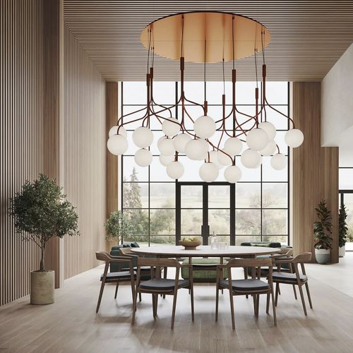 Lampadario moderno - CURVE CLUSTER GLASS - ZERO - in metallo verniciato / in opalina / in vetro