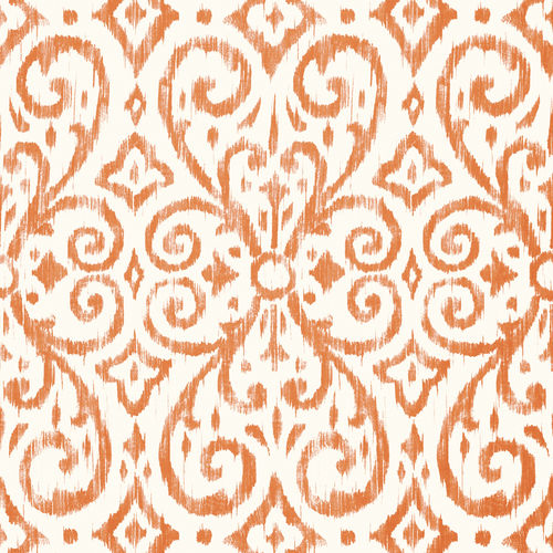 Carta da parati classica - PATARA IKAT  - Thibaut - a motivi / bianca / arancione