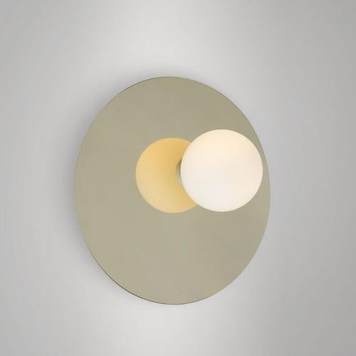 Applique contemporanea - DISC & SPHERE ASYMMETRICAL - Atelier Areti - da interno / in ottone lucidato / in vetro