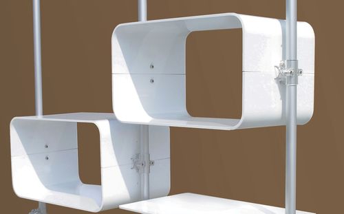Libreria pavimento-soffitto - FLUOSHOP  - PAXTON - contemporanea / in policarbonato / bianca