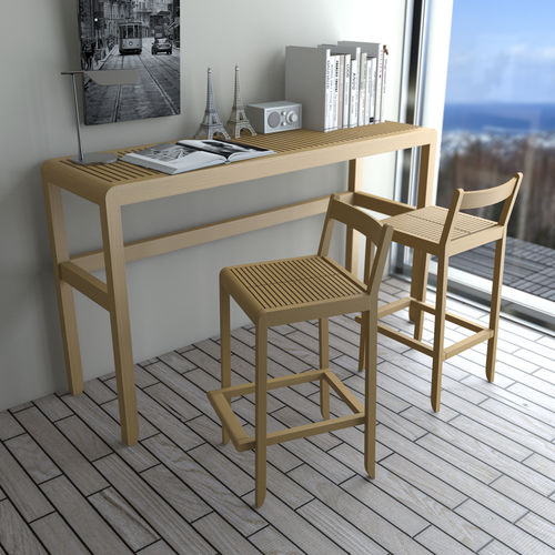 Tavolo alto contemporaneo - SAKI SET - Deesawat Industries - in legno / rettangolare / per uso residenziale