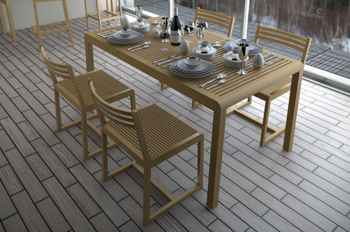 Sedia da giardino contemporanea - SAKI SET - Deesawat Industries - in legno / per uso residenziale / senza braccioli
