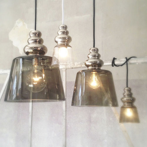 Lampada a sospensione - POLLISH - Design By Us - in metallo cromato / in vetro soffiato / contemporanea
