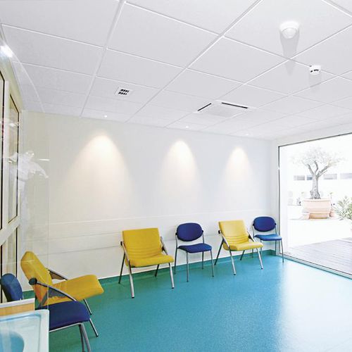 Controsoffitto in lana di vetro - HYGIENE CLINIC™ E - Saint-Gobain Ecophon - a quadrotte / per camera bianca / da interno