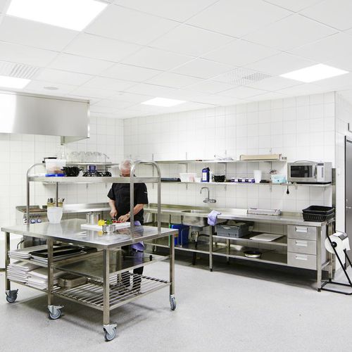 Controsoffitto in lana di vetro - HYGIENE PERFORMANCE™ A - Saint-Gobain Ecophon - a quadrotte / per camera bianca / per cucina