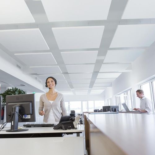 Controsoffitto in lana di vetro - SOLO™ SQUARE - Saint-Gobain Ecophon - in pannelli / ad isola / per ufficio