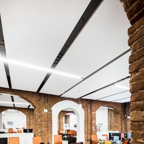 Controsoffitto in lana di vetro - SOLO™ RECTANGLE - Saint-Gobain Ecophon - in pannelli / ad isola / per ufficio