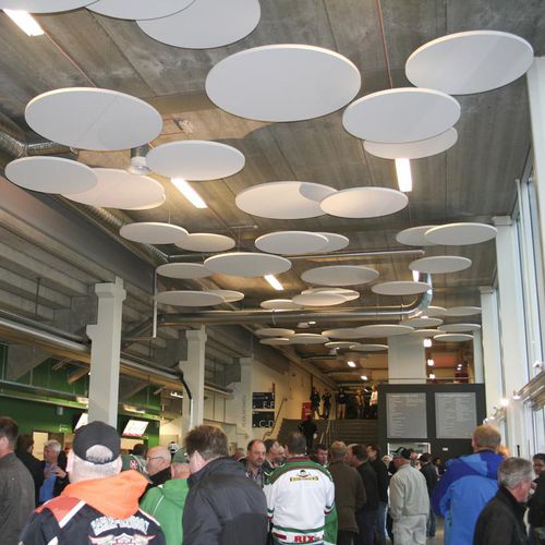 Controsoffitto in lana di vetro - SOLO™ CIRCLE XL - Saint-Gobain Ecophon - in pannelli / ad isola / per ufficio