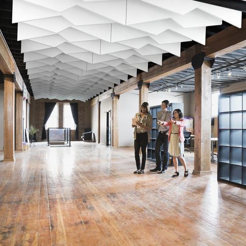 Baffle acustico in metallo - SOLO™ ZIGZAG - Saint-Gobain Ecophon - in lana minerale / sospeso / decorativo